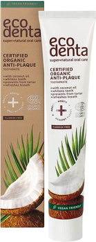 Зубна паста Ecodenta Certified Organic Anti-Plaque проти зубного нальоту з кокосовою олією 75 мл (4770001002155)
