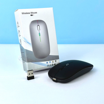 Компьютерная беспроводная Wireless мышь 221 RGB с подсветкой USB Charge черная