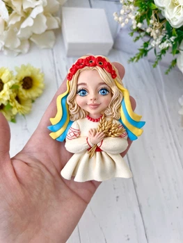 Силіконовий молд Україночка з колосками 2Д 9,5см