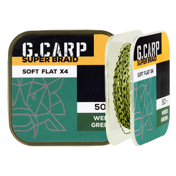 Поводочный материал GC G.Carp Super Braid Soft Flat X4 50м 15lb Weed Green
