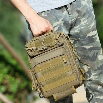 Тактическая сумка мужская армейская укрепленная coyote / слинг/ рюкзак (3703)