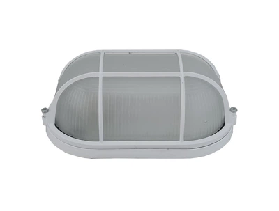 Светильник НПП1202-100W-E27-IP65 овал белый с решеткой TNSy