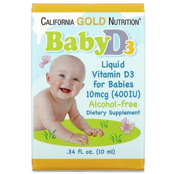 Набір рідкий вітамін D3 для дітей California GOLD Nutrition у краплях 400 МО 10 мл 2 шт