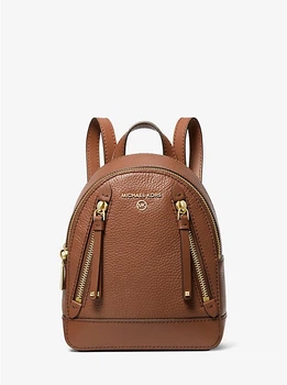 Жіночий шкіряний рюкзак MICHAEL MICHAEL KORS Brooklyn Extra-Small Pebbled Leather Backpack (коричневий) Арт. 30T2GBNB0L