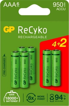 Акумулятор GP Recyko 100AAA R03/AAA (4+2-Pack) (4891199210631)