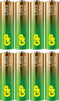 Батарейка лужна GP Ultra Alkaline AA Batteries 15AU/LR6 1.5V (8-Pack) (4891199220746)