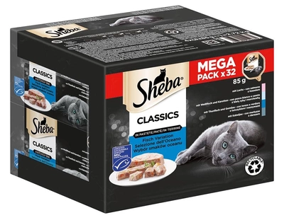Mokra karma dla kota Sheba Classics Mega Pack w pasztecie 32 x 85 g (3065890152670)
