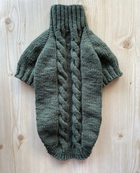 В'язаний Светр для Собак Hand Made Розмір L Колір Хакі (00282)