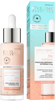Serum do skóry wokół oczu Eveline Cosmetics Serum Shot kuracja na opuchnięcie 5 % kofeina 30 ml (5903416044178)