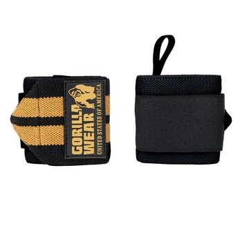 Кистевые бинты Gorilla Wear Wrist Wraps PRO Black/Gold (45 см, средняя жесткость)