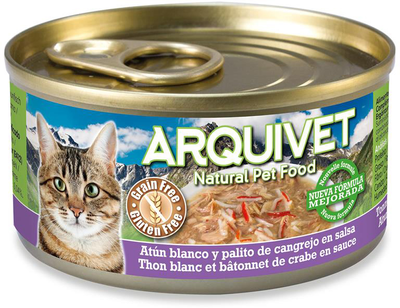 Puszka dla kota Arquivet o smaku bialego tunczyka i paluszkow krabowych 80 g (8435117879904)