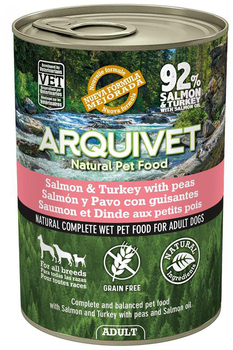 Вологий корм для собак Arquivet з лососем та індичкою 400г (8435117890909)