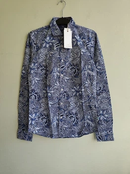 Мужская хлопчатобумажная рубашка slim fit stretch Scotch&Soda Amsterdam Couture 130703 S Синий