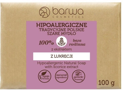 Мило Barwa гіпоалергенне традиційне польське сірого кольору з екстрактом лакриці 100 г (5902305003425)