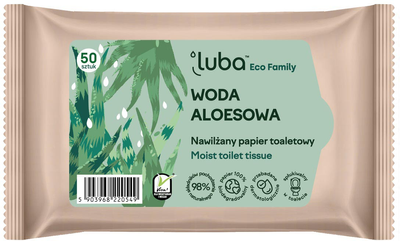 Nawilżany papier toaletowy Luba Eco Family z Wodą Aloesową 50 szt (5903968220549)