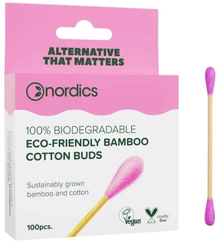 Бамбукові палички Nordics Bamboo Cotton Buds Pink 100 шт (3800500324425)