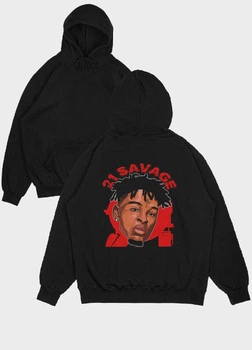Чоловіче худі MODNO з принтом Hip-Hop/21 Savage XXL Чорний (HD004-7-BL-004-1-091)