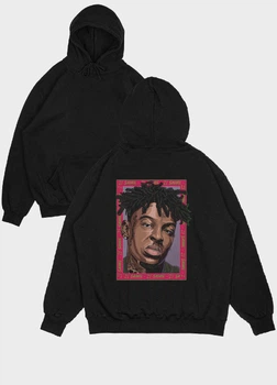 Чоловіче худі MODNO з принтом Hip-Hop/21 Savage S Чорний (HD004-7-BL-004-1-090)