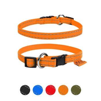 Ошейник для собак DOG Extreme регулируемый нейлоновый одинарный оранжевый светоотражающий размер XS ширина 10 мм длина 20-30 см щенков кошек мелких пород йоркширских терьеров чихуахуа шпицев 42844