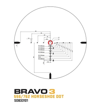 Приціл оптичний Sig Optics BRAVO3 BATTLE SIGHT, 3X24MM HORSESHOE DOT ILLUM RETICLE
