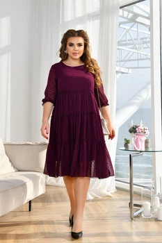 Шифонова сукня 568620 Бордовий 56