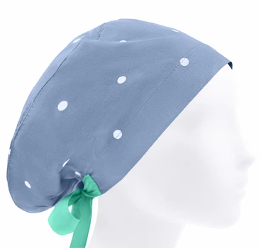 Медицинская шапочка женская HeadwearUniverse универсальная принт Горохи на серо-голубом