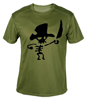 Футболка потовідвідна армійська ЗСУ з принтом "Пірат скелет" в оливі XXL