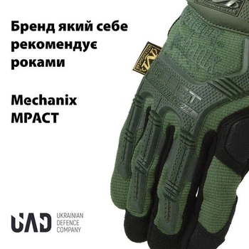Тактические перчатки военные с закрытыми пальцами и накладками Механикс MECHANIX MPACT Оливковый XL