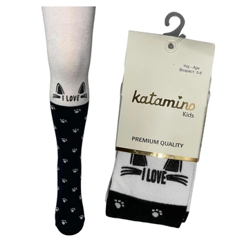Дитячі колготки Katamino колір чорно-білий, вік 5-6 роки, зріст 106-118 см (K31028)