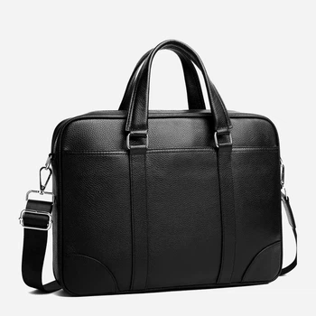 Сумка-портфель мужская кожаная Tiding Bag A25-9904A Черная