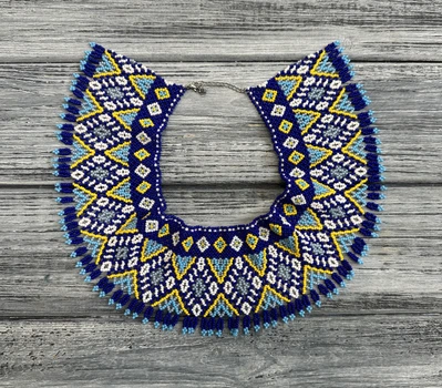 Традиційна українська силянка із чеського бісеру HatynkaUA Necklace намисто ручної роботи до вишиванки в етностилі (SUN999_49)