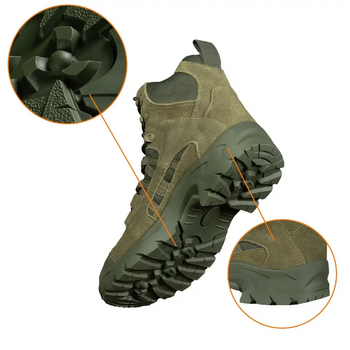 Мужские демисезонные ботинки Oplot Олива 40 Kali AI548 с натурального зносостойкого нубука покрыты гидрофобной пропиткой дышащая мембранная подкладка