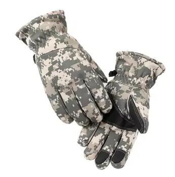 Зимові рукавички розмір XL Сніговий камуфляж Kali AI517 з підкладкою з флісу манжети на гумці для кращої фіксації з накладками на пальцях для сенсора