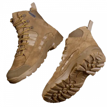 Ботинки Oplot демисезонные высокие мужские Койот 43 р из натурального износостойкого материала нубук Носок ботинка изготовлен из кожи с защитным покрытием Подошва изготовлена из термопластической резины повседневные для активного образа жизни