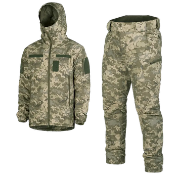 Зимний мужской костюм Cyclone NordStorm MM14 6619 куртка с капюшоном и утепленнные штаны с высоким поясом на двух кнопках Пиксель M Kali из полиэстра