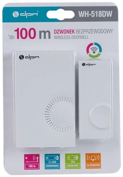 Бездротовий дверний дзвінок DPM на батарейках білий (WH518DW) (5900672652086)