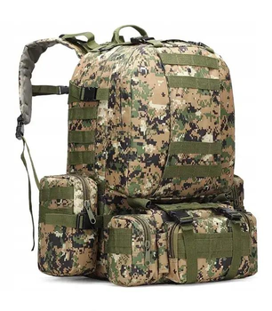 Прочный и многофункциональный рюкзак-сумка штурмовой ранец в камуфляже, объемом 50 литров, с подсумками