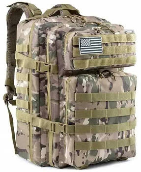 Чоловічий штурмовий рюкзак сумка на плечі ранець із міцного матеріалу для подорожей OXFORD 900D система MOLLE Камуфляж 45 л