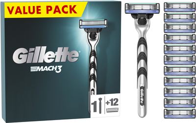 Станок для гоління чоловічий (Бритва) Gillette Mach3 з 12 змінними картриджами (7702018425853)