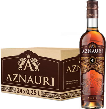 Упаковка Коньяка Aznauri 4 года выдержки 0.25 л 40% х 24 шт (4820189291367)