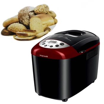 Хлебопечка с замесом теста Vilgrand VBM-85152 электрическая 850Вт бытовая для дома 15 программ с таймером, Black/Red