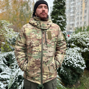 Мужской зимний бушлат с подкладкой Omni-heat Мультикам 52 Kali KL486 с капюшоном липучками для шевронов водонепроницаемый ветронепродуваемый