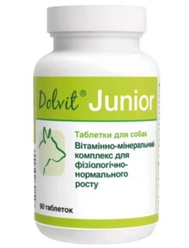 Вітамінно-мінеральна добавка Dolfos Dolvit Junior для розвитку м'язової маси цуценят, 90 таблеток