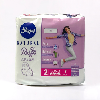 Прокладки "Sleepy" natural soft №2 long довгі 6 крапель 7 шт