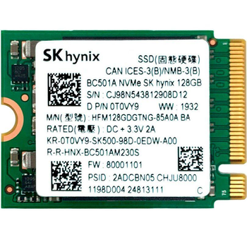 SSD M.2 NVMe 128GB 2230 Hynix BC501A PCIe б/у