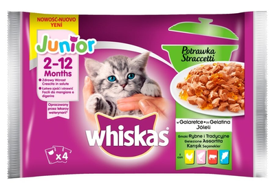  Вологий корм для котів Whiskas Junior риба та традиційні смаки 4 x 85 г (5900951273216)