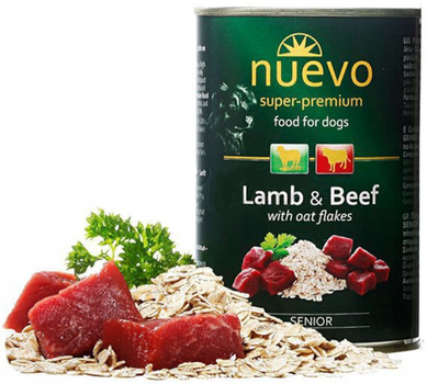Вологий корм Nuevo Lamb and Beef Senior з бараниною та яловичиною для літніх собак 800 г (4250231595127)
