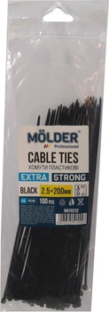 Хомут пластиковий чорний 2,5х200 (Molder Tools) (уп. 100шт.) MA28220