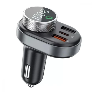 FM-трансмиттер для воспроизведения музыки с телефона +2USB +Type-C для зарядки Black, модулятор Proove (FMSL30110001)