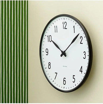 Настінний годинник Arne Jacobsen Station Black (43633)